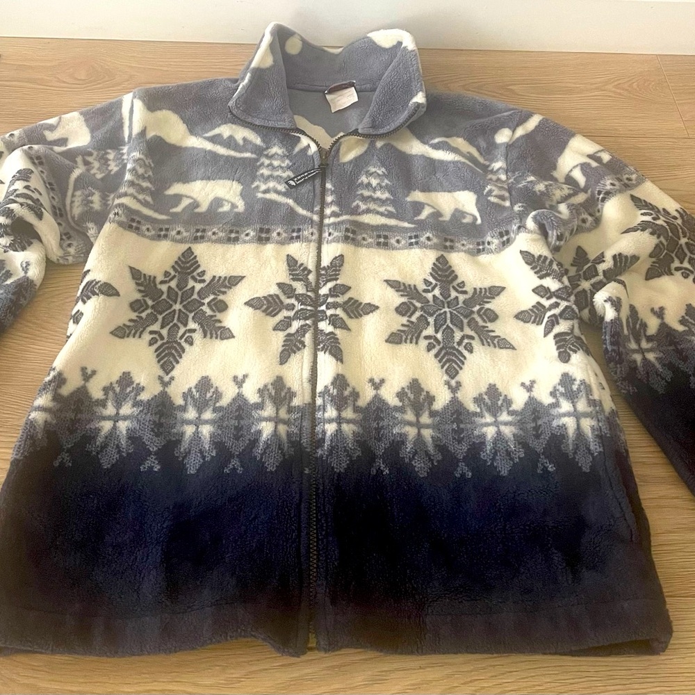 Northern Lifestyles Unisex Vintage Polar Bear Fleece Zipped Up Sweater Size M